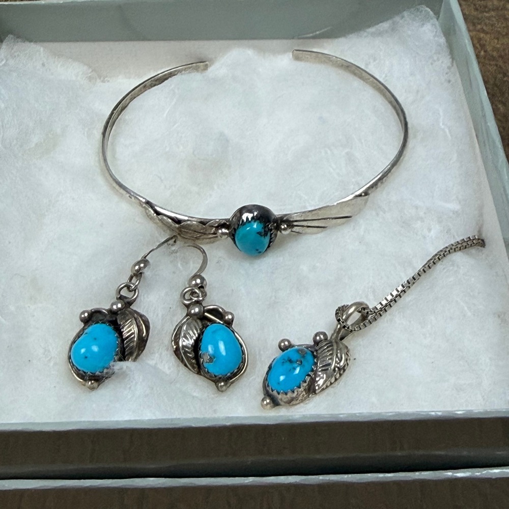 SW Sterling Turquoise Jewelry Set Women OS Blue Silver